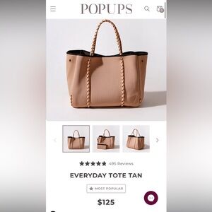 Pop Ups Everyday Tote in Tan + Essential Pouch in Neon Green, orig $160